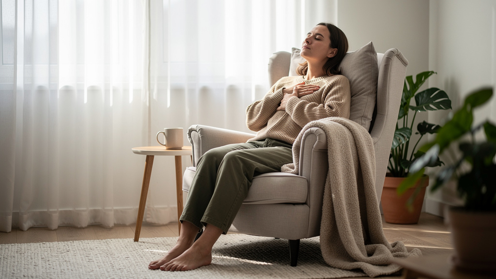 Person practicing self-compassion with gentle touch