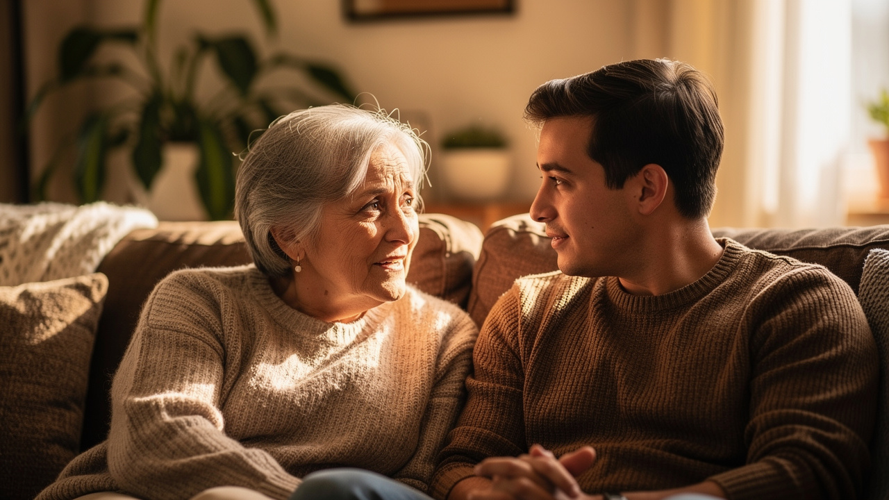 Two people sharing meaningful conversation and support