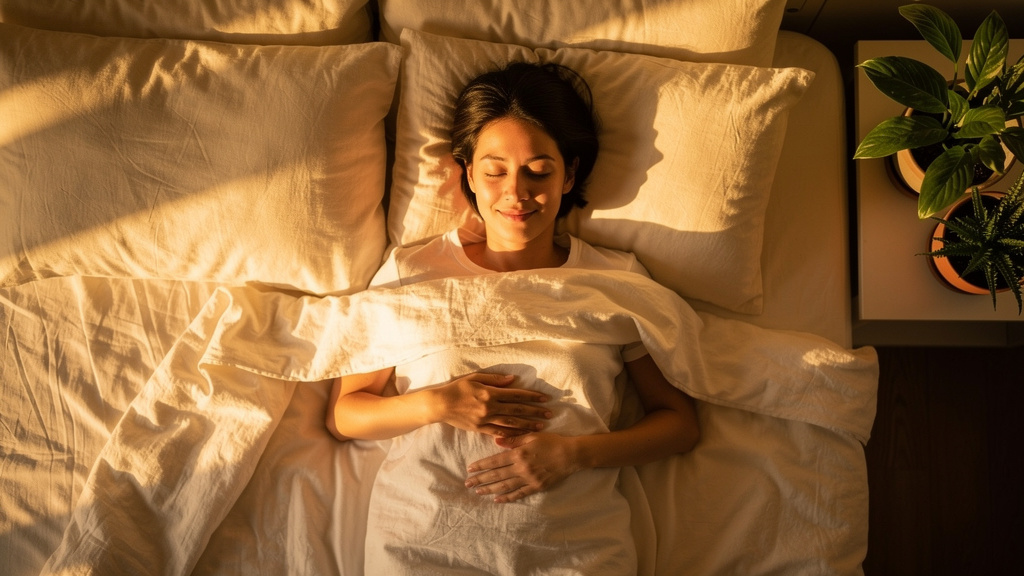 Person resting peacefully during guided visualization practice