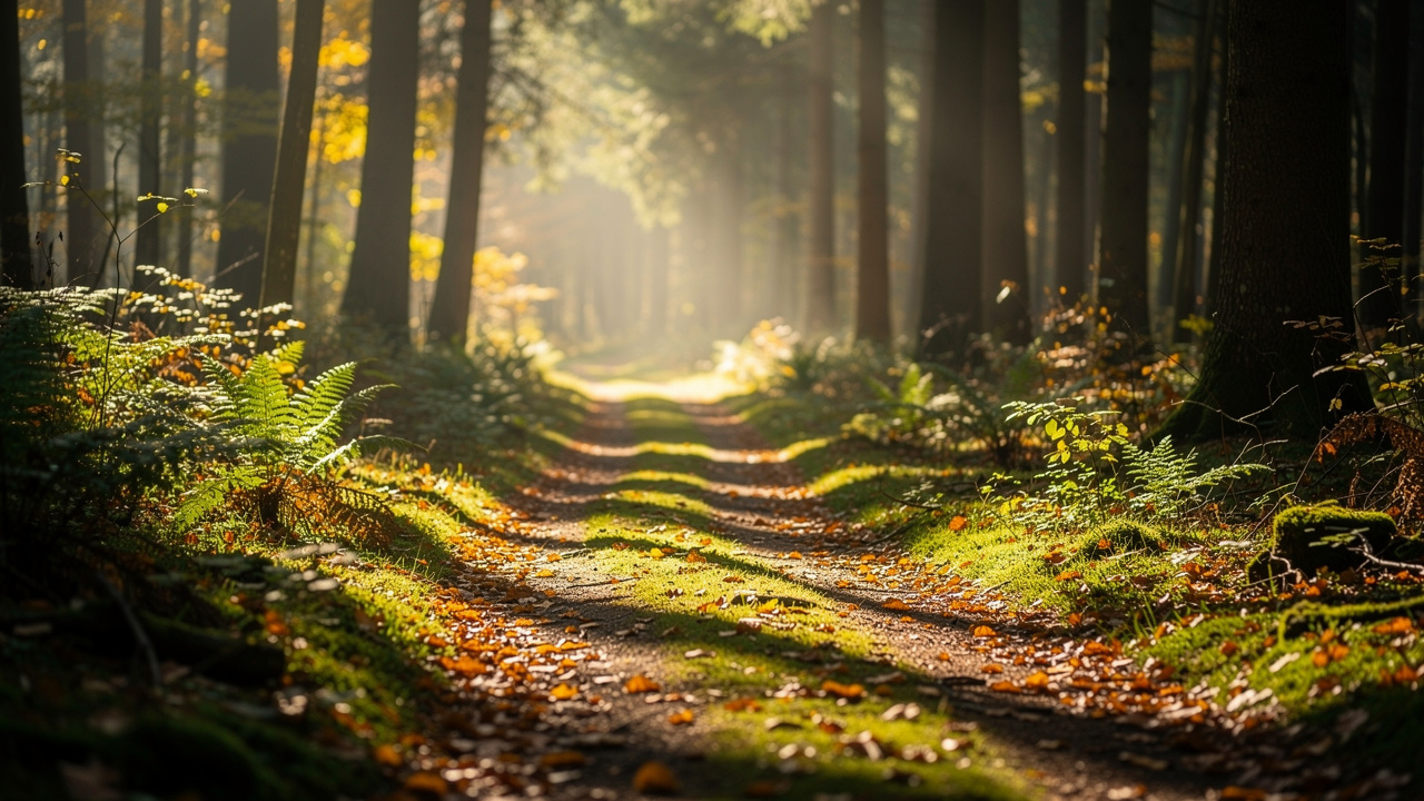 Peaceful forest path ideal for walking meditation practice