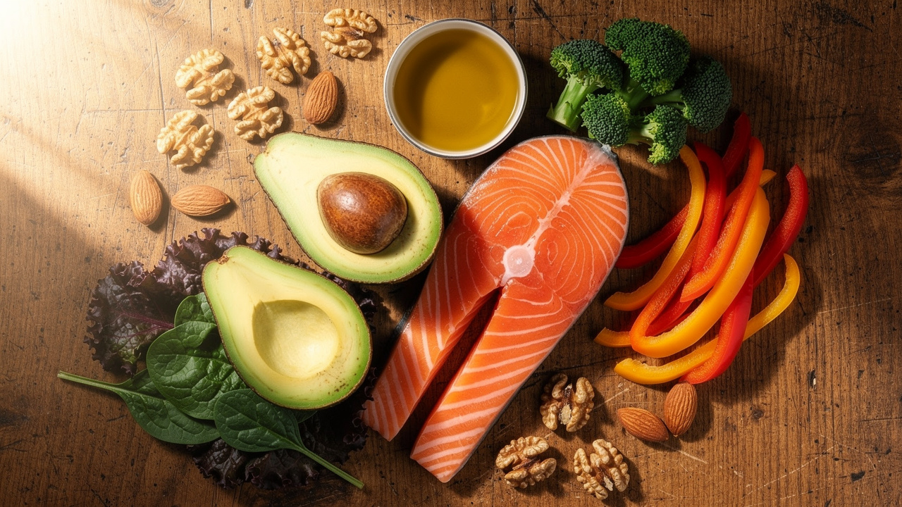 Colorful ketogenic diet foods supporting cancer metabolic therapy