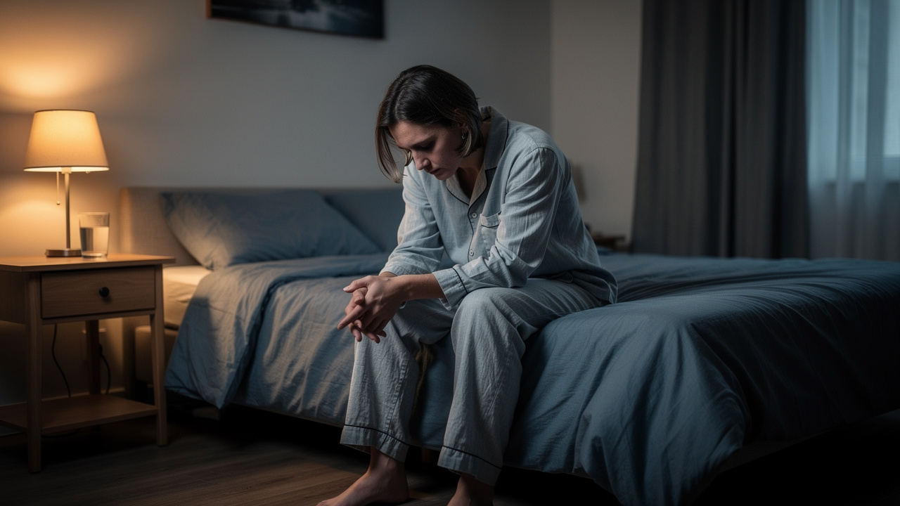 Person sitting alone reflecting, showing emotional vulnerability during illness