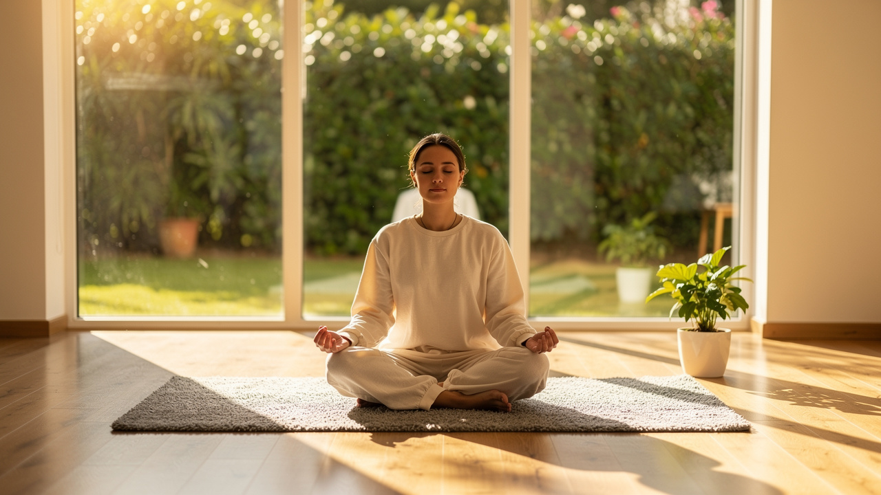 Person meditating peacefully during cancer integrative care
