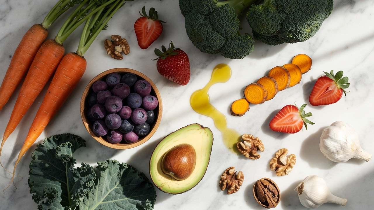 Colorful antioxidant-rich fruits and vegetables for cancer recovery nutrition