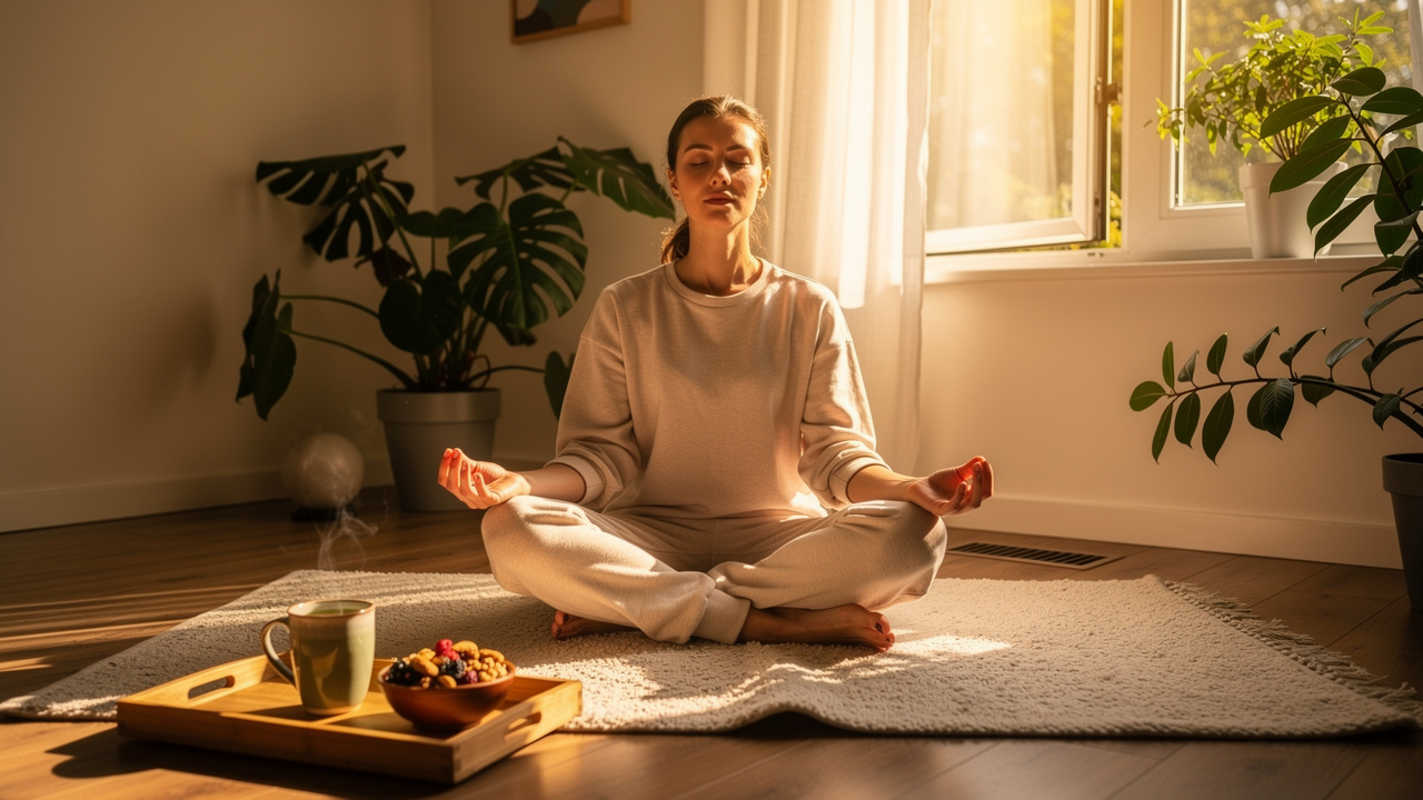 Person meditating peacefully to support gut health and immunity